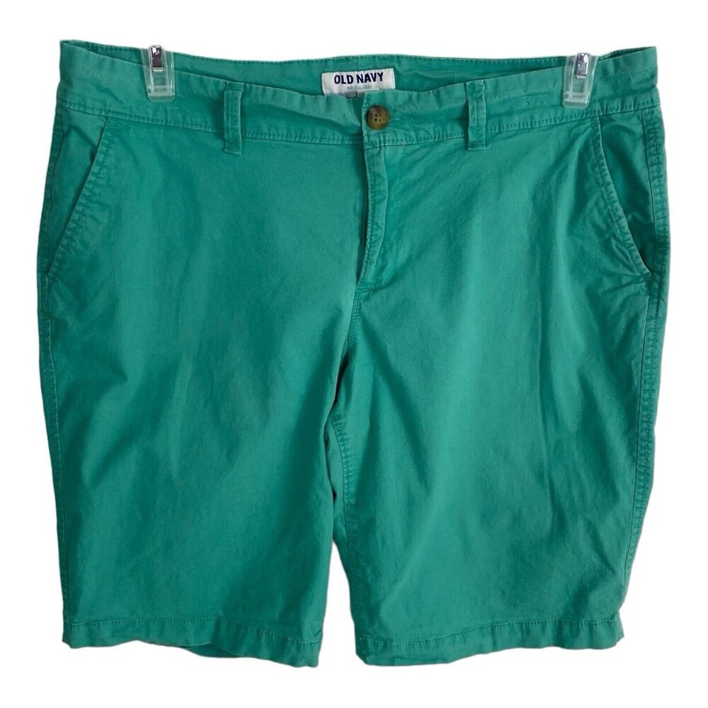 Old Navy Womens Shorts Adult Size 12 Chino Green Pockets 11" Inseam Norm Core
